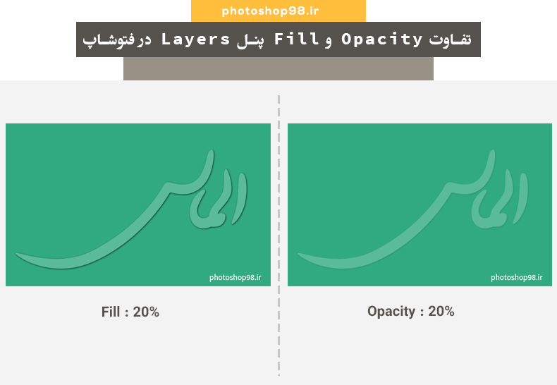 تفاوت opacity و fill در فتوشاپ